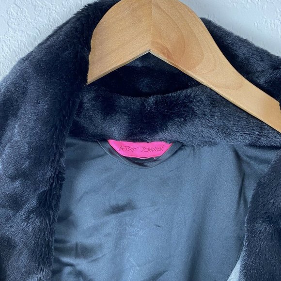 BETSEY JOHNSON Black Pink Plush ROBE CHEETAH - Picture 7 of 8